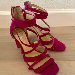 Fuchsia Vince Camuto Suede Heeled Sandals